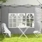 Paredes Laterales para Carpa de 3 x 3 / 3 x 4 m 2 Paneles de Tela Oxford de 295x195 cm con Ventana para Fiestas Gris