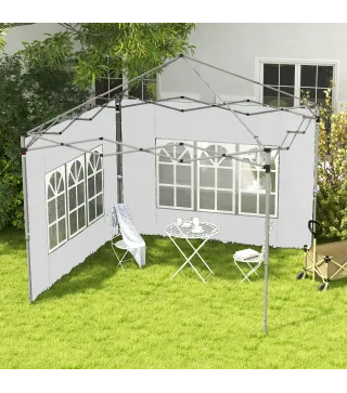 Paredes Laterales para Carpa de 3 x 3 / 3 x 4 m 2 Paneles de Tela Oxford de 295x195 cm con Ventana para Fiestas Blanco