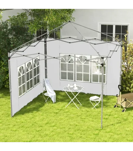 Paredes Laterales para Carpa de 3 x 3 / 3 x 4 m 2 Paneles de Tela Oxford de 295x195 cm con Ventana para Fiestas Blanco
