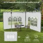 Paredes Laterales para Carpa de 3 x 3 / 3 x 4 m 2 Paneles de Tela Oxford de 295x195 cm con Ventana para Fiestas Blanco