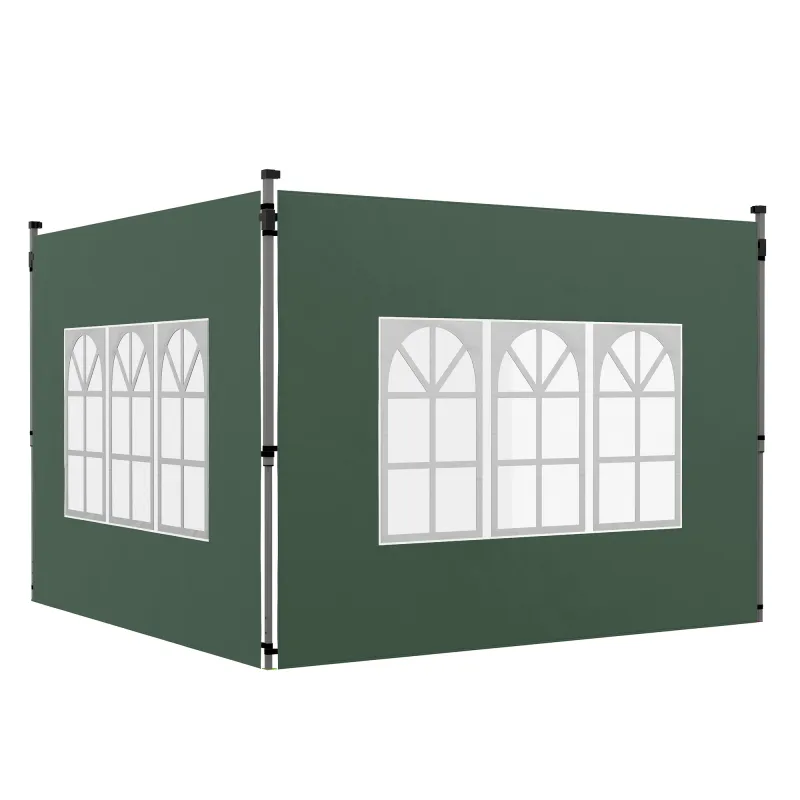 Paredes Laterales para Carpa de 3 x 3 / 3 x 4 m 2 Paneles de Tela Oxford de 295x195 cm con Ventana para Fiestas Verde