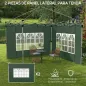 Paredes Laterales para Carpa de 3 x 3 / 3 x 4 m 2 Paneles de Tela Oxford de 295x195 cm con Ventana para Fiestas Verde
