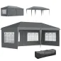 Carpa Plegable 6x3 m Pop-up con 4 Laterales Desmontables Cenador de Jardín con 4 Ventanas y Bolsa de Transporte Gris