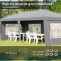 Carpa Plegable 6x3 m Pop-up con 4 Laterales Desmontables Cenador de Jardín con 4 Ventanas y Bolsa de Transporte Gris