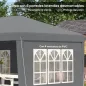 Carpa Plegable 6x3 m Pop-up con 4 Laterales Desmontables Cenador de Jardín con 4 Ventanas y Bolsa de Transporte Gris