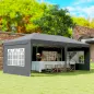 Carpa Plegable 6x3 m Pop-up con 4 Laterales Desmontables Cenador de Jardín con 4 Ventanas y Bolsa de Transporte Gris