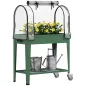 Huerto Urbano Elevado con Ruedas Cubierta de Invernadero y Estante Inferior para Cultivo Plantas 80x40x120 cm Verde