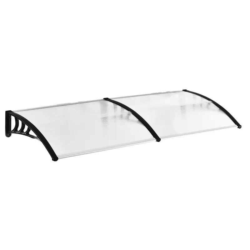 Tejadillo de Protección 195x75 cm Marquesina de Exterior con Paneles de Policarbonato Barras de Aluminio Transparente Tejadillo de Protección 195x75 cm Marquesina de Exterior con Paneles de Policarbonato Barras de Aluminio Transparente