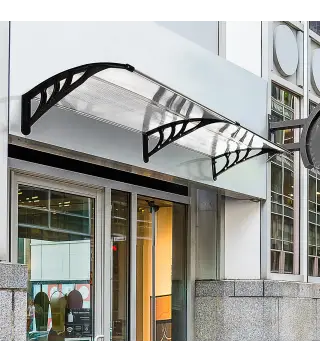 Tejadillo de Protección 195x75 cm Marquesina de Exterior con Paneles de Policarbonato Barras de Aluminio Transparente