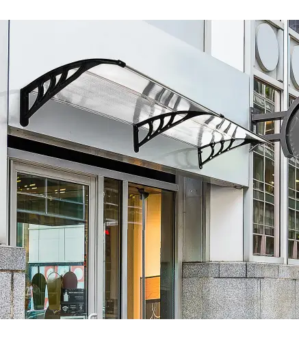 Tejadillo de Protección 195x75 cm Marquesina de Exterior con Paneles de Policarbonato Barras de Aluminio Transparente