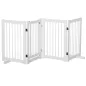 Barrera de Seguridad para Perros Plegable de Madera para Escaleras y Puertas con Soporte de Pie 204x36x75 cm Blanco