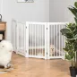 Barrera de Seguridad para Perros Plegable de Madera para Escaleras y Puertas con Soporte de Pie 204x36x75 cm Blanco