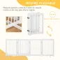 Barrera de Seguridad para Perros Plegable de Madera para Escaleras y Puertas con Soporte de Pie 204x36x75 cm Blanco