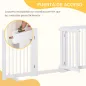 Barrera de Seguridad para Perros Plegable de Madera para Escaleras y Puertas con Soporte de Pie 204x36x75 cm Blanco