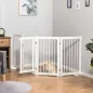 Barrera de Seguridad para Perros Plegable de Madera para Escaleras y Puertas con Soporte de Pie 204x36x75 cm Blanco