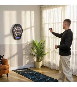 Diana Electrónica con 6 Dardos y 24 Puntas Blandas Pantalla LED 34 Juegos y 2235 Programas 60,5x45,5x3,6 cm Multicolor