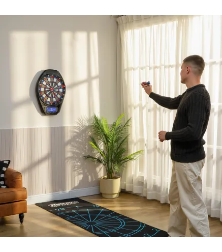 Diana Electrónica con 6 Dardos y 24 Puntas Blandas Pantalla LED 34 Juegos y 2235 Programas 60,5x45,5x3,6 cm Multicolor