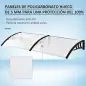 Tejadillo de Protección 195x75 cm Marquesina de Exterior con Paneles de Policarbonato Barras de Aluminio Transparente