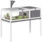 Casa para Tortugas de Madera con Techo de Malla Bandeja Extraíble y Soporte para Lámpara 104x53x82 cm Gris y Blanco