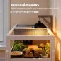 Casa para Tortugas de Madera con Techo de Malla Bandeja Extraíble y Soporte para Lámpara 104x53x82 cm Gris y Blanco