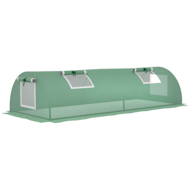 Invernadero Pequeño para Cultivo de Plantas con 4 Ventanas Marco de Acero y Cubierta de PE Anti-UV 200x80x45 cm Verde