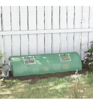 Invernadero Pequeño para Cultivo de Plantas con 4 Ventanas Marco de Acero y Cubierta de PE Anti-UV 200x80x45 cm Verde