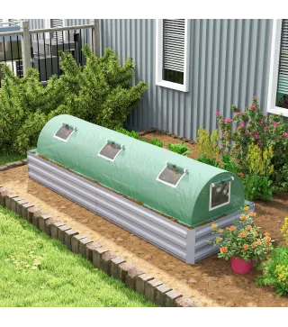 Invernadero Pequeño para Cultivo de Plantas con 5 Ventanas Marco de Acero y Cubierta de PE Anti-UV 300x80x45 cm Verde