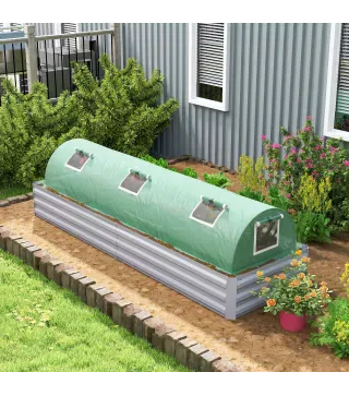 Invernadero Pequeño para Cultivo de Plantas con 5 Ventanas Marco de Acero y Cubierta de PE Anti-UV 300x80x45 cm Verde