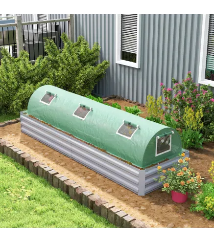 Invernadero Pequeño para Cultivo de Plantas con 5 Ventanas Marco de Acero y Cubierta de PE Anti-UV 300x80x45 cm Verde