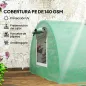 Invernadero Pequeño para Cultivo de Plantas con 5 Ventanas Marco de Acero y Cubierta de PE Anti-UV 300x80x45 cm Verde