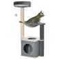 Árbol Rascador para Gatos 48x34x95 cm Torre para Gatos con Hamaca Plataformas Cueva Extraíble Postes de Sisal Gris