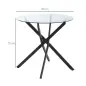 Mesa de Comedor Redonda con Encimera de Cristal Templado Transparente y Patas Cruzadas de Metal Mesa de Centro Moderna para Saló