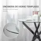 Mesa de Comedor Redonda con Encimera de Cristal Templado Transparente y Patas Cruzadas de Metal Mesa de Centro Moderna para Saló