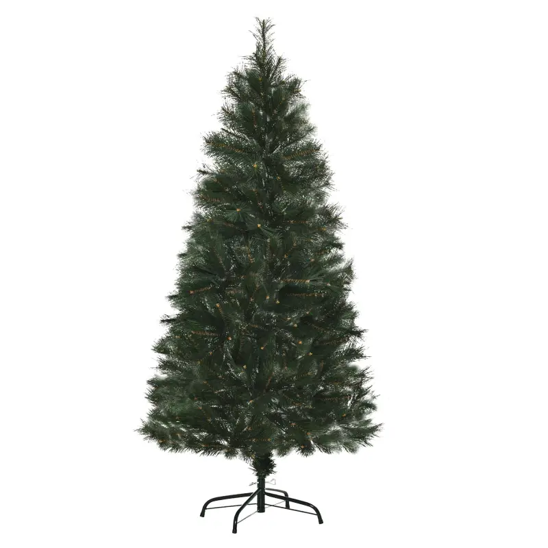 Árbol de Navidad 150 cm Artificial con 219 Agujas de Pino de PVC Ignífugo Base Plegable y Soporte de Acero Montaje Rápido Decora