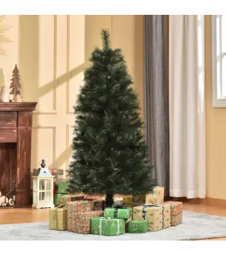 Árbol de Navidad 150 cm Artificial con 219 Agujas de Pino de PVC Ignífugo Base Plegable y Soporte de Acero Montaje Rápido Decora