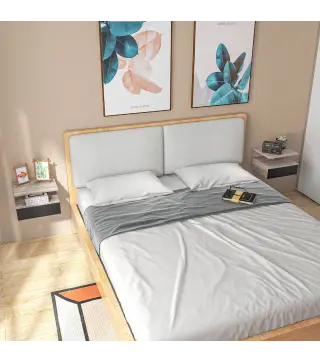 Juego de 2 Mesitas de Noche Flotantes, Mesillas de Noche Dormitorio con Cajón, Estante Abierto, Ahorra Espacio, Diseño Moderno,