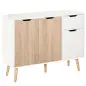 Aparador Moderno Aparador para Salón con 3 Puertas y Cajón Mueble Auxiliar para Salón Cocina Dormitorio 90x30x72 cm Blanco y Nat