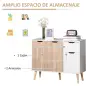 Aparador Moderno Aparador para Salón con 3 Puertas y Cajón Mueble Auxiliar para Salón Cocina Dormitorio 90x30x72 cm Blanco y Nat