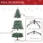 Árbol de Navidad Artificial Ø90x180 cm con 1111 Puntas de PVC y 59 Piñas con Ramas Apertura Automática Base Plegable y Soporte d