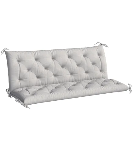 Cojín para Banco de Jardín con Respaldo Relleno Grueso y Cintas de Sujeción para Interior y Exterior 150x98x8 cm Gris