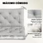 Cojín para Banco de Jardín con Respaldo Relleno Grueso y Cintas de Sujeción para Interior y Exterior 150x98x8 cm Gris
