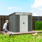Caseta de Jardín 195x122x181,5 cm con Puerta Corredera 2 Ventanas y Anti-UV para Almacenar Herramientas Gris Claro