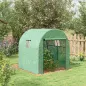 Invernadero de Túnel con 2 Puertas Enrollables 2 Ventanas de Malla y Marco de Acero Cubierta PE 135g/m² Anti-UV Verde