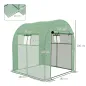 Invernadero de Túnel con 2 Puertas Enrollables 2 Ventanas de Malla y Marco de Acero Cubierta PE 135g/m² Anti-UV Verde