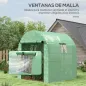 Invernadero de Túnel con 2 Puertas Enrollables 2 Ventanas de Malla y Marco de Acero Cubierta PE 135g/m² Anti-UV Verde