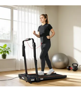 Cinta de Correr Plegable con Escritorio Extraíble 2.5HP 1-12 KM/H Pantalla LED Manillar y Soporte para Móvil Negro