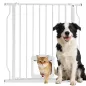 Barrera de Seguridad para Perros con Puerta Pequeña para Escaleras y Puertas 75-85 cm con Doble Bloqueo Blanco