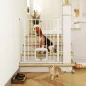 Barrera de Seguridad para Perros con Puerta Pequeña para Escaleras y Puertas 75-85 cm con Doble Bloqueo Blanco