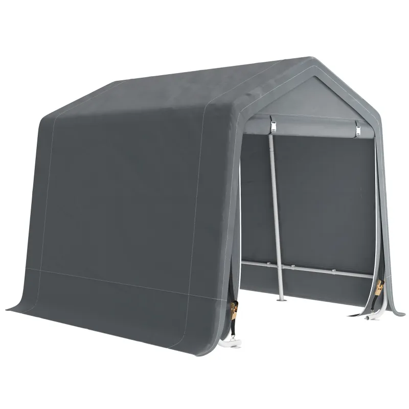 Carpa de Jardín para Bicicletas con Marco de Metal 2 Puertas con Cremallera Impermeable Anti-UV 2,4x2x2 m Gris Oscuro Carpa de Jardín para Bicicletas con Marco de Metal 2 Puertas con Cremallera Impermeable Anti-UV 2,4x2x2 m Gris Oscuro