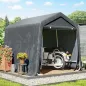 Carpa de Jardín para Bicicletas con Marco de Metal 2 Puertas con Cremallera Impermeable Anti-UV 2,4x2x2 m Gris Oscuro